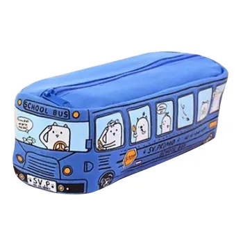 

students Kids Cats School Bus pencil case bag office stationery bag school supplies cute Canvas