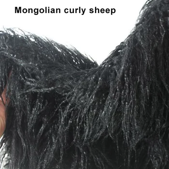 

Black Mongolian Curly Sheep Faux Fur Fabric Baby Photography Props Fur Coat Top Quality Sold By The Yard Free Shipping