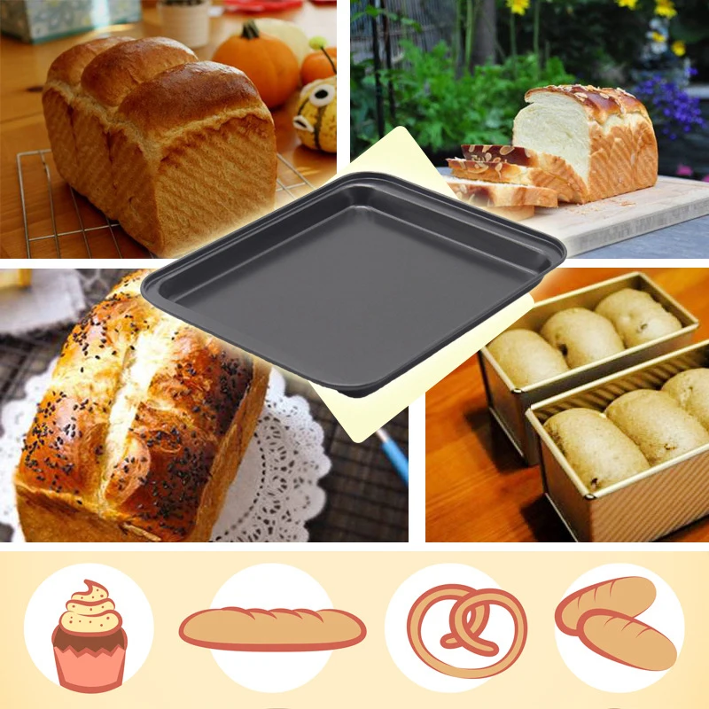 9inch Non-stick Cookies Baking Pan Rectangle Carbon steel Cake Pan Flat Bottom Bread Baking Tray Cookie Bakeware Kitchen Baking Tools  (5)