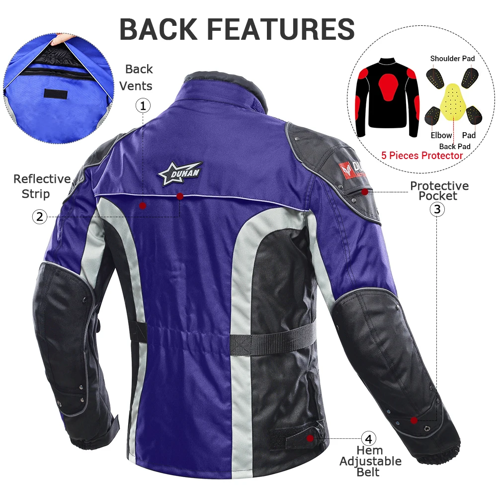 DUHAN ветрозащитная мотоциклетная куртка с защитой от холода Мото куртка защитное снаряжение броня Мужская осень зима мотоцикл