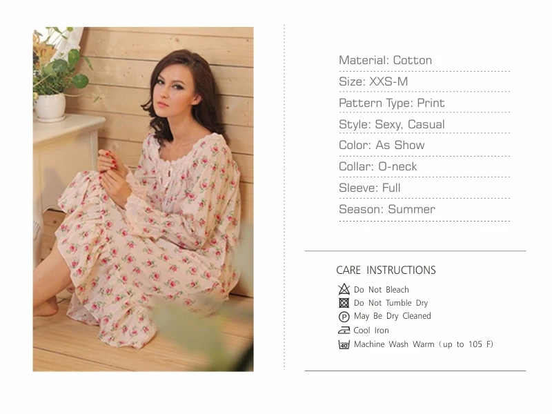 Брендовая женская пижама для сна, хлопковая длинная ночная рубашка с цветочным принтом, сексуальное домашнее платье, ночная рубашка размера плюс# P14