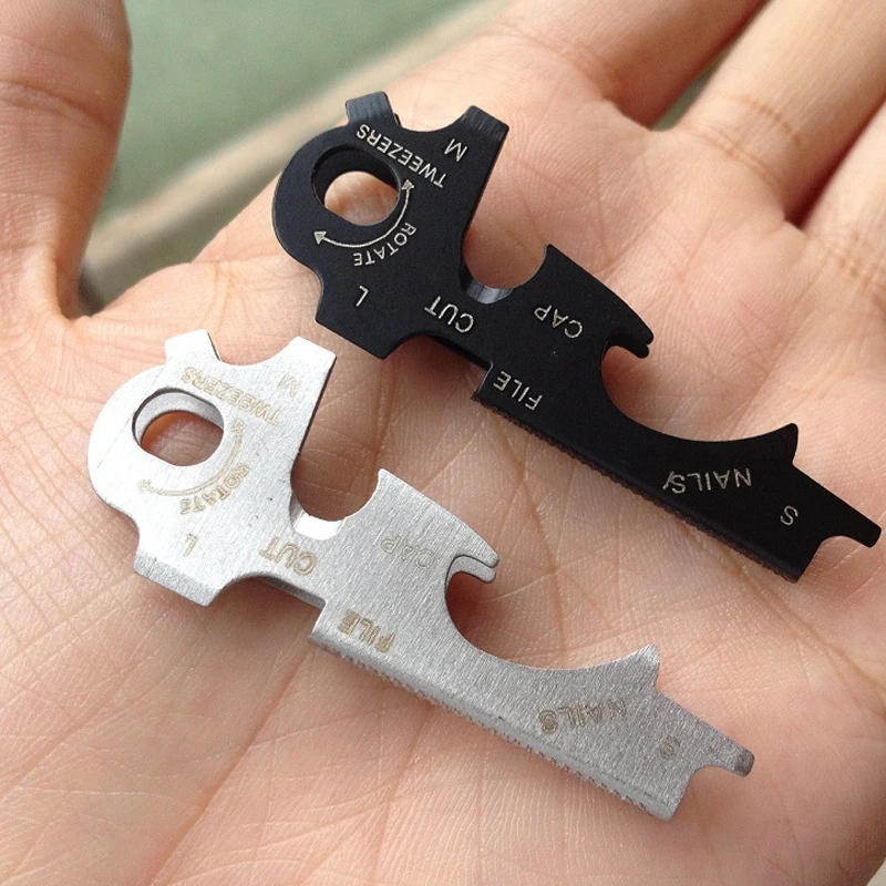 

1PCS EDC tool buckle Stainless steel keychain 8 in 1 function Multi-function key holder EDC portable gadget