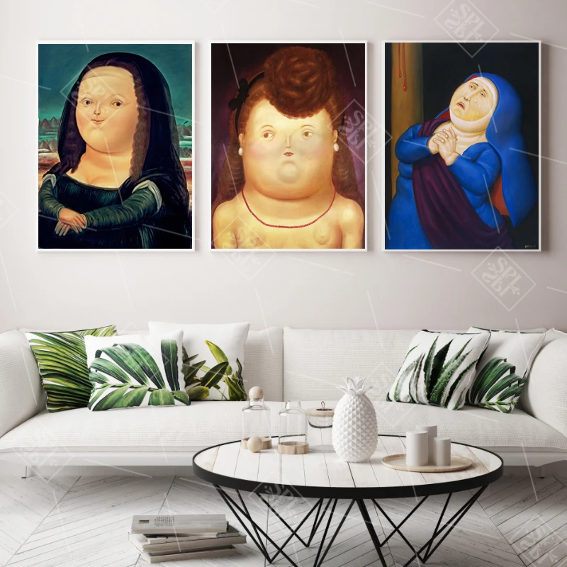 

Nordic Cartoon Posters and Prints Funny Mona Lisa Portrait Canvas Art Painting Nursery Bedroom Decoration Wall Picture No Framed