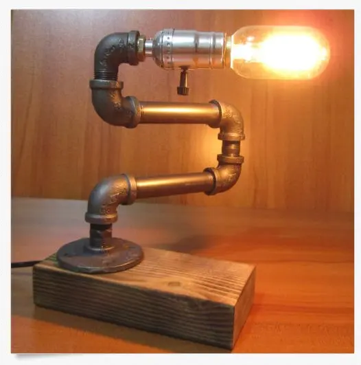 

Vintage Industrial Retro Style Adjustable Steel Pipe Desk Table Lamp Light