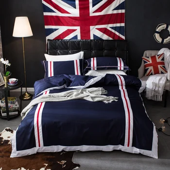 

100% cotton Luxury Bedding Set 4Pcs King Queen twin Size British Style Bed Sheet set Duvet cover Pillowcases