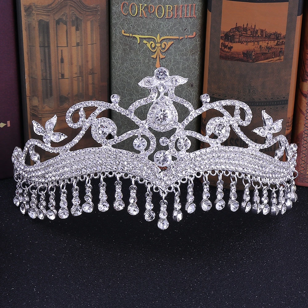 Kmvexo Luxury Rhinestone Tassel Fringe Bridal Tiaras Flower Crystal Diadem  Veil Crown Wedding Hair Accessories Headpieces - Hair Jewelry - AliExpress
