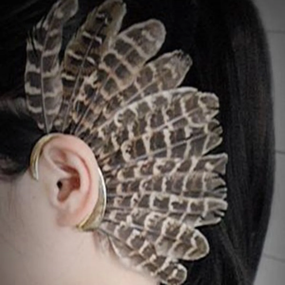 

IMIXLOT New Fashion Long Gold Color Pendant Feather Ear Cuff Clip Summer Handmade Earrings Jewelry Accessories