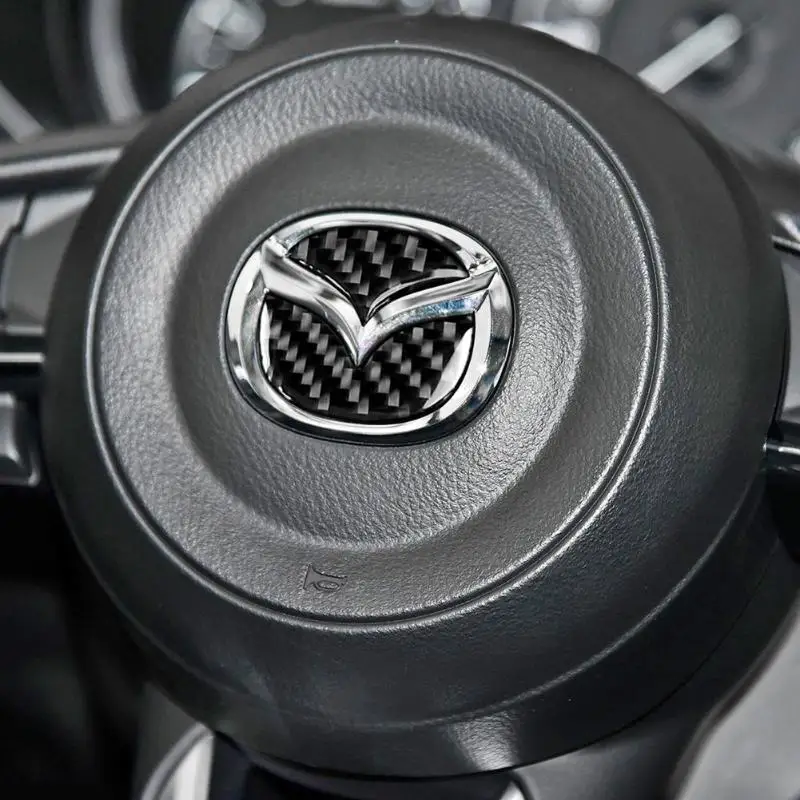 2 шт. наклейки на руль автомобиля с логотипом s углеродное волокно Авто Декоративные наклейки для стайлинга для Mazda Axela ATENZA CX-5 CX-4