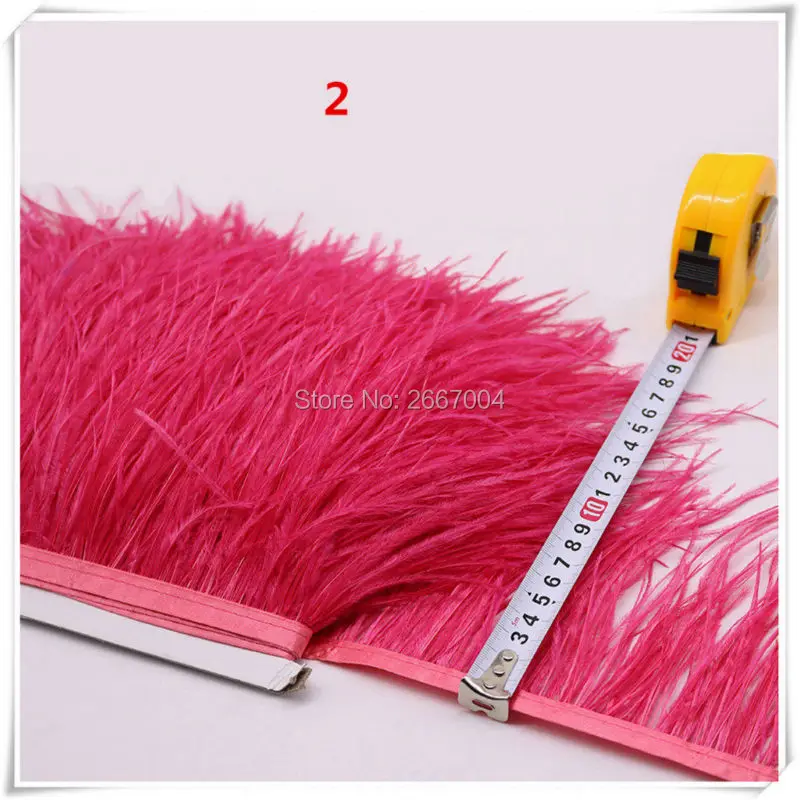 2 watermelon red ostrich feather fringe 5_