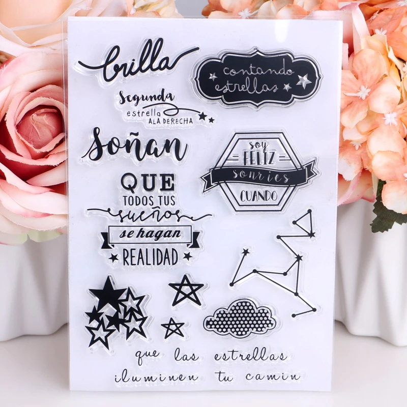 

Spanish Transparent Clear Silicone Stamp DIY Scrapbooking Photo Album Decorative Paper Card Crafts Handmade Gift