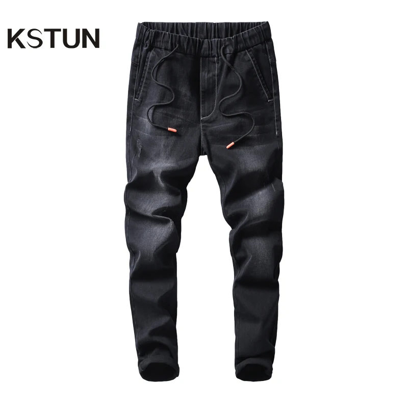 KSTUN Black Jeans Men 2020 Autumn Elastic Waist Drawstring Skinny Slim Fit Casual Pants Male Trousers Streetwear Quality Brand KSTUN Black Jeans Men 2020 Autumn Elastic Waist Drawstring Skinny Slim Fit Casual Pants Male Trousers Streetwear Quality Brand