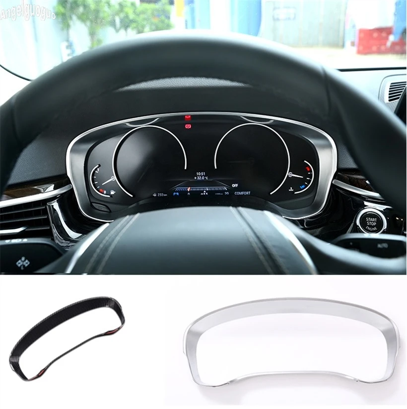 For BMW 5 Series G30 G38 528 530li etc 2017 18 ABS Chrome Carbon Style Car Instrument Desk Dashboard Frame Sticker Car styling