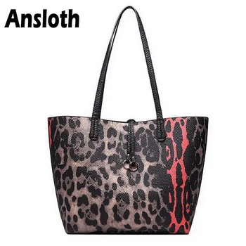 

Ansloth Classic Leopard Women's Shoulder Bags PU Leather Totes Casual Handbag 2 Piece Sets Composite Bags For Women HPS200