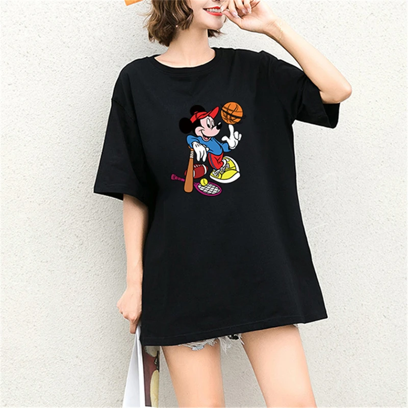 

Summer Tshirt Mickey Mouse Streetwear New Print Short Sleeve Harajuku Casual Cotton Plus Size T Shirt Graphic Women Clothes 2019
