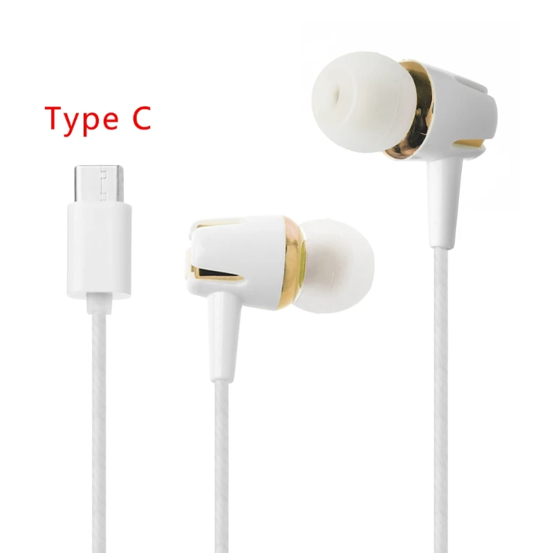 OOTDTY usb type-C наушники проводное управление стерео с микрофоном для LeEco Le 2/Max/Pro - Цвет: Gold