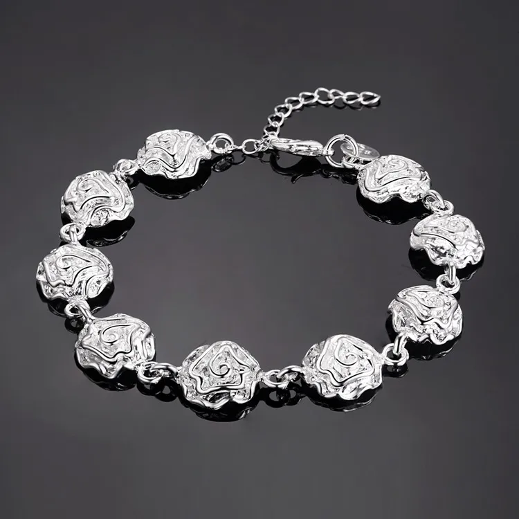 Хороший браслет модные ювелирные изделия Серебряный Подарок Роза PS562