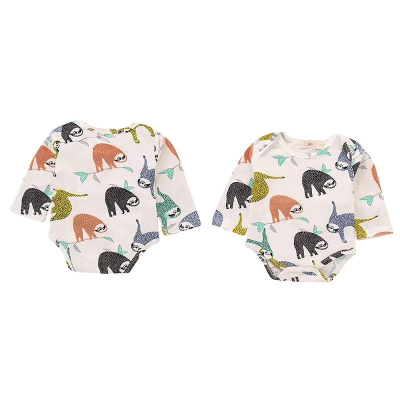 

2019 autumn new casual one-piece romper fashion sloth printed long sleeve Infant baby one-piece romper