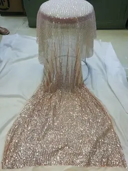 

African Lace Fabric 2019 High Quality Lace Sequins Fabric French Nigerian Lace Fabric 3d Embroidery Wedding Lace