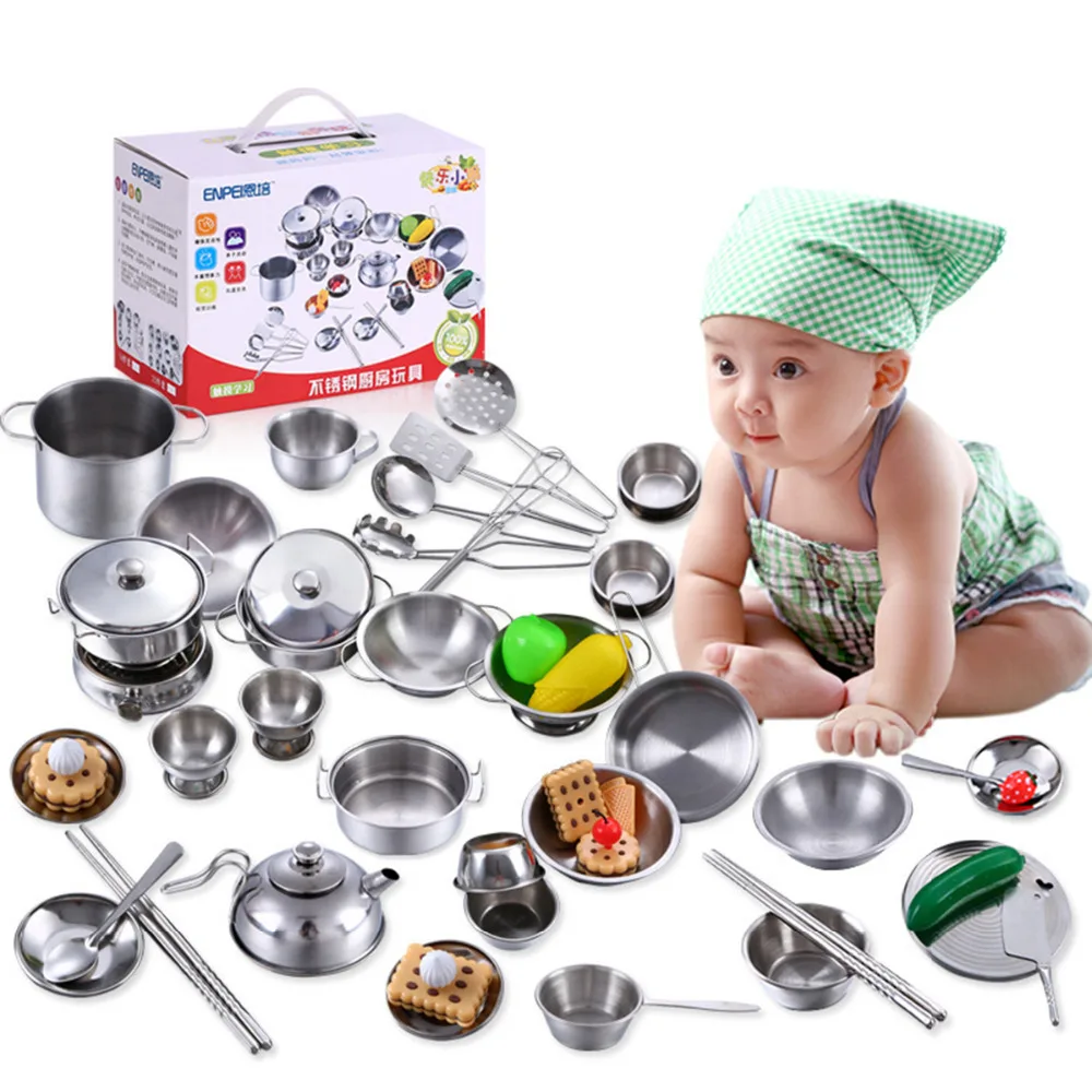 

25pcs or 16pcs Children Stainless Steel Small Kitchenware Baby Cooking Pretend Play Kitchen Toys Cooking Home Kitchen Toy Set