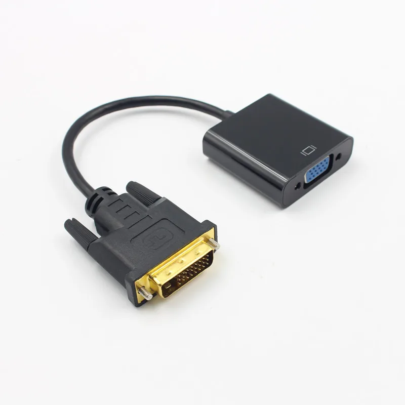 Черный переходник DVI в VGA кабель 1080P DVI-D в VGA кабель 24+ 1 25 Pin DVI штекер в 15 Pin VGA Женский видео конвертер для дисплея ПК