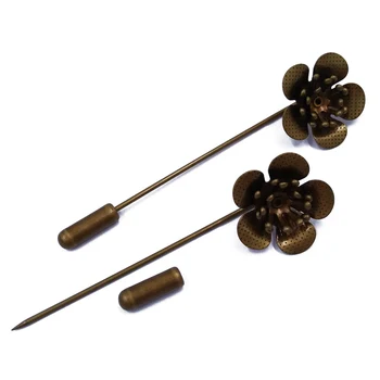 

Antique Bronze 100piece 50mm Sharp Tip Muslim Hijab Pins with 18x6mm Flower Caps Stick Brooches Safety Pins MHP49