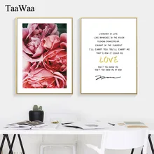 Scandinavian Art Flower Canvas Poster Print  Pink Peony Floral Painting Nordic Style Wall Picture Modern Living Room Decoration 