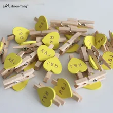 Деревянные колышки сердца, свадебное украшение в деревенском стиле клипсы, 100 индивидуальные инициалы, деревенские деревянные Сердца, свадебные украшения, подарок, Сердце Дерево