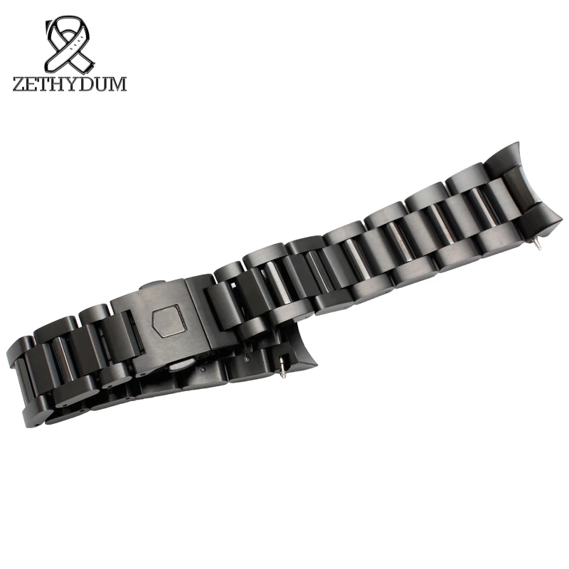 Твердый ремешок для часов из нержавеющей стали 22 мм, мужские часы от ведущего бренда, роскошный серебристый черный ремешок, сменный стальной серебристый ремешок для часов