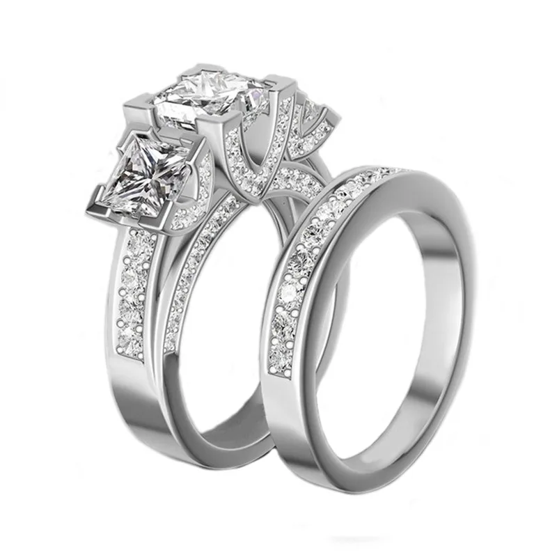 aliexpresscom buy rn3040 top fashion luxury three stone wedding ring set for women cz engagement ring princess cut couple rings from reliable fashion - Wedding Ring Set For Women aliexpresscom buy rn3040 top fashion luxury three stone wedding ring set for women cz engagement ring princess cut couple rings from reliable fashion - Wedding Ring Set For Women