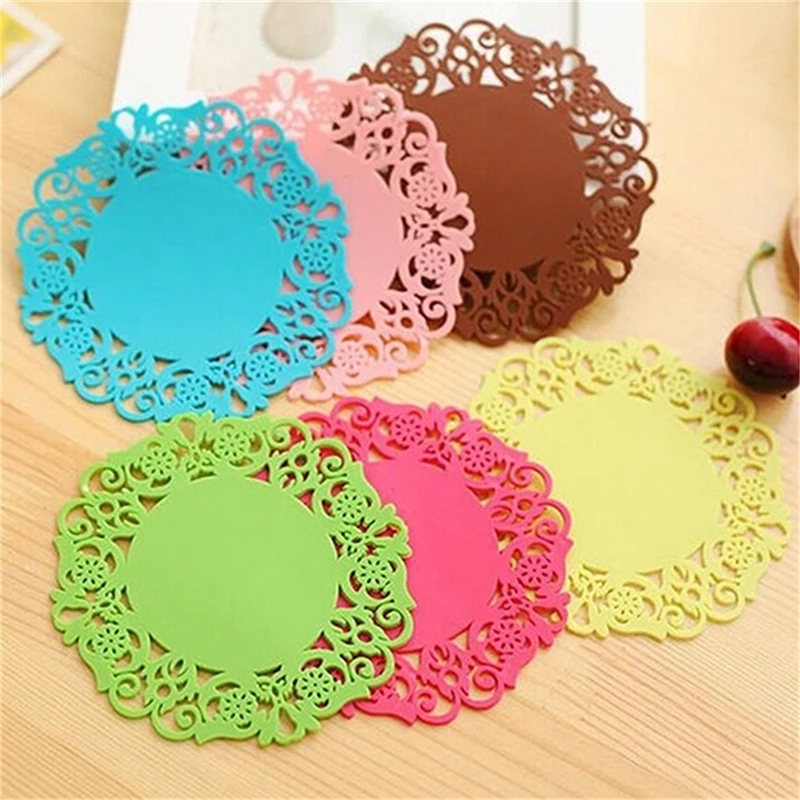 Silicone Coasters Round Drink Coasters Lace Stain Resistant Placemat n FH Silicone Coasters Round Drink Coasters Lace Stain Resistant Placemat n FH