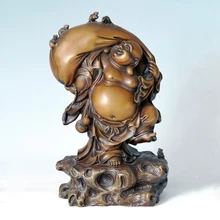 ATLIE Pure Bronze Cloth Bag Monk Statue Japan Myth Maitreya Bronze Sculpture Religion God Brass Figurine for Decoration model fans yellowblue93 mini saint seiya cloth myth nordic god fighter cloth form
