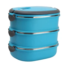 Теплоизоляционные коробки для обедов нержавеющая сталь еда контейнер хранения Портативный Bento box с ручкой, 3 слоя синий