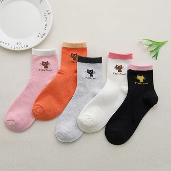 

5pairs/lot Cartoon Cat Women Socks Harajuku Cotton Crew Socks Ankle Casual Funny Socks Female Socks Sox Calcetines Hosiery