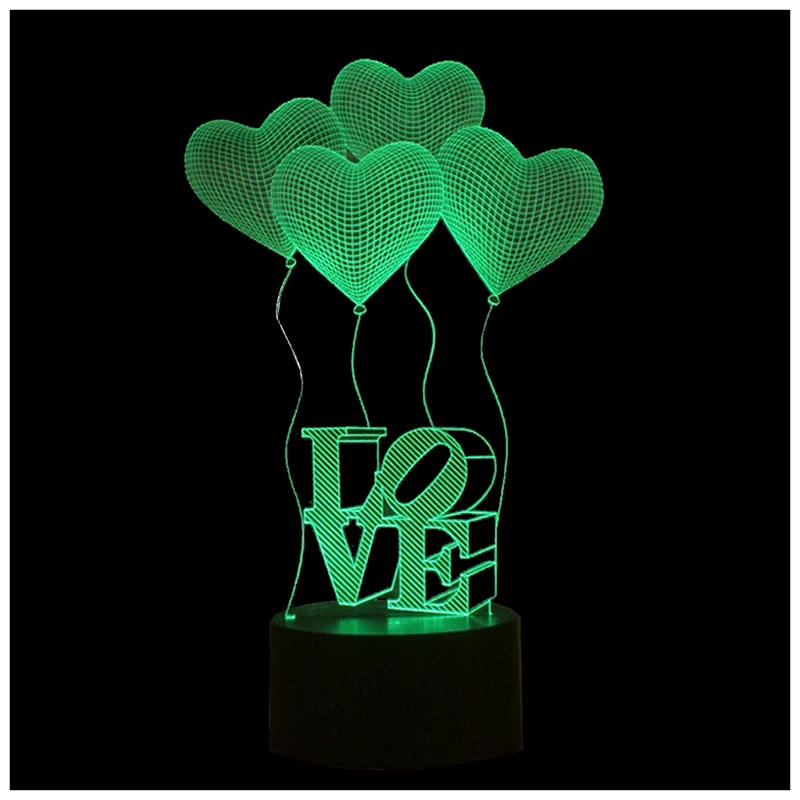 

Four-Love-Heart 3D Night Light, Color Changing Touch Table Desk Lamp for Gifts Transparent