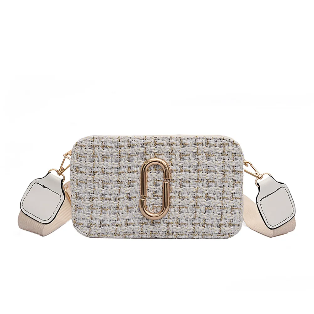 

XINIU Brand Bags Women Woolen Plaid Shoulder Bag Female Solid Small Square Bag Wide Shoulder Strap Wild Messenger Bag Sac a Main