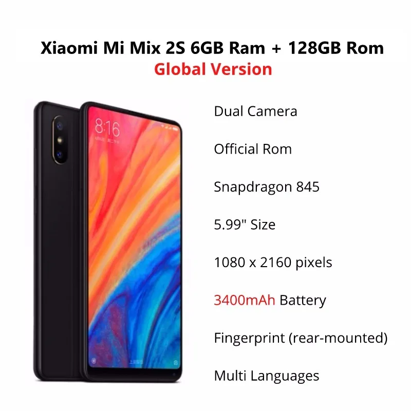 Глобальная версия Xiaomi mi x 2 s 128 ГБ 6 (Новый комплект и Запечатанная