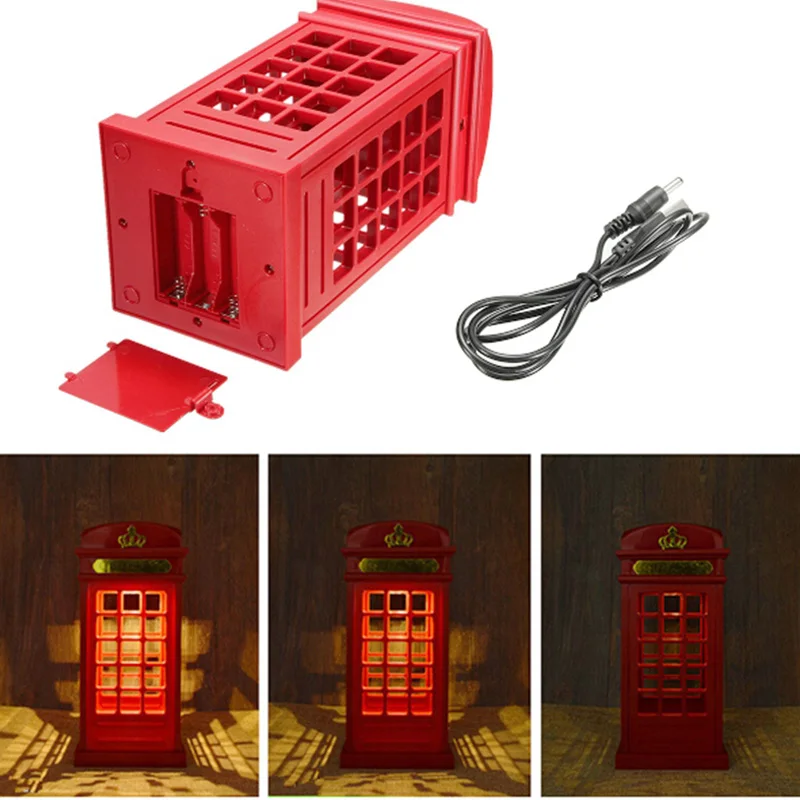 Venda de Poupança de Energia Cabine de Telefone Lâmpada de Mesa de Cabeceira Retro Londres Noturna Bateria Dupla-uso Led Luz Usb