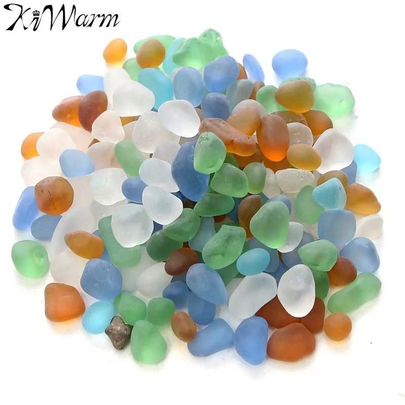 Kiwarm 100g Natural Frosted Sea Glass Color Stone Glass for Aquarium