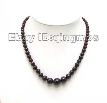 

Great! perfect round 5-13mm Natural Brown garnet necklace with magnet Clasp-5337 Wholesale/retail Free shipping