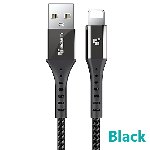 USB кабель для iPhone, Tiegem Быстрый зарядный кабель для iPhone X 8 7 6 6s s 5 5S se iPad провод кабель для мобильного телефона - Цвет: Черный