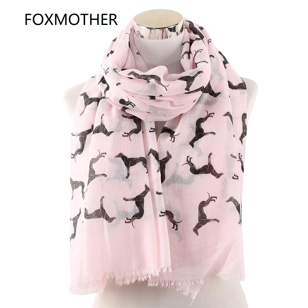 FOXMOTHER новые модные шарфы весна лето розовый белый собака добермана принт с