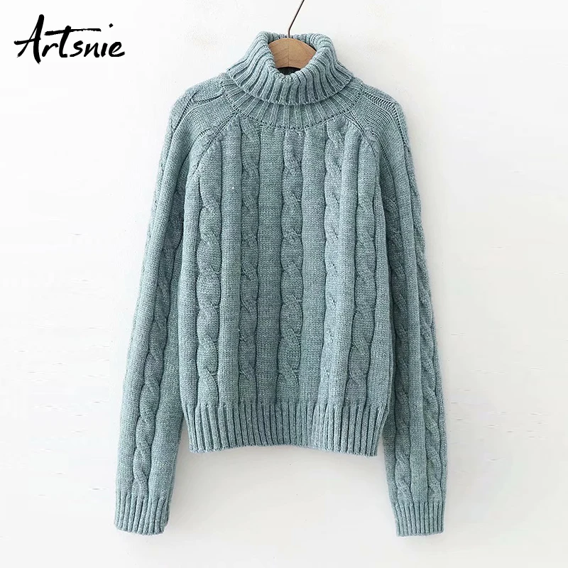 

Artsnie Winter 2018 Thick Warm Christmas Sweater Women Knitted Female Turtleneck Pullover Pull Femme Hiver Casual Jumper Sweater