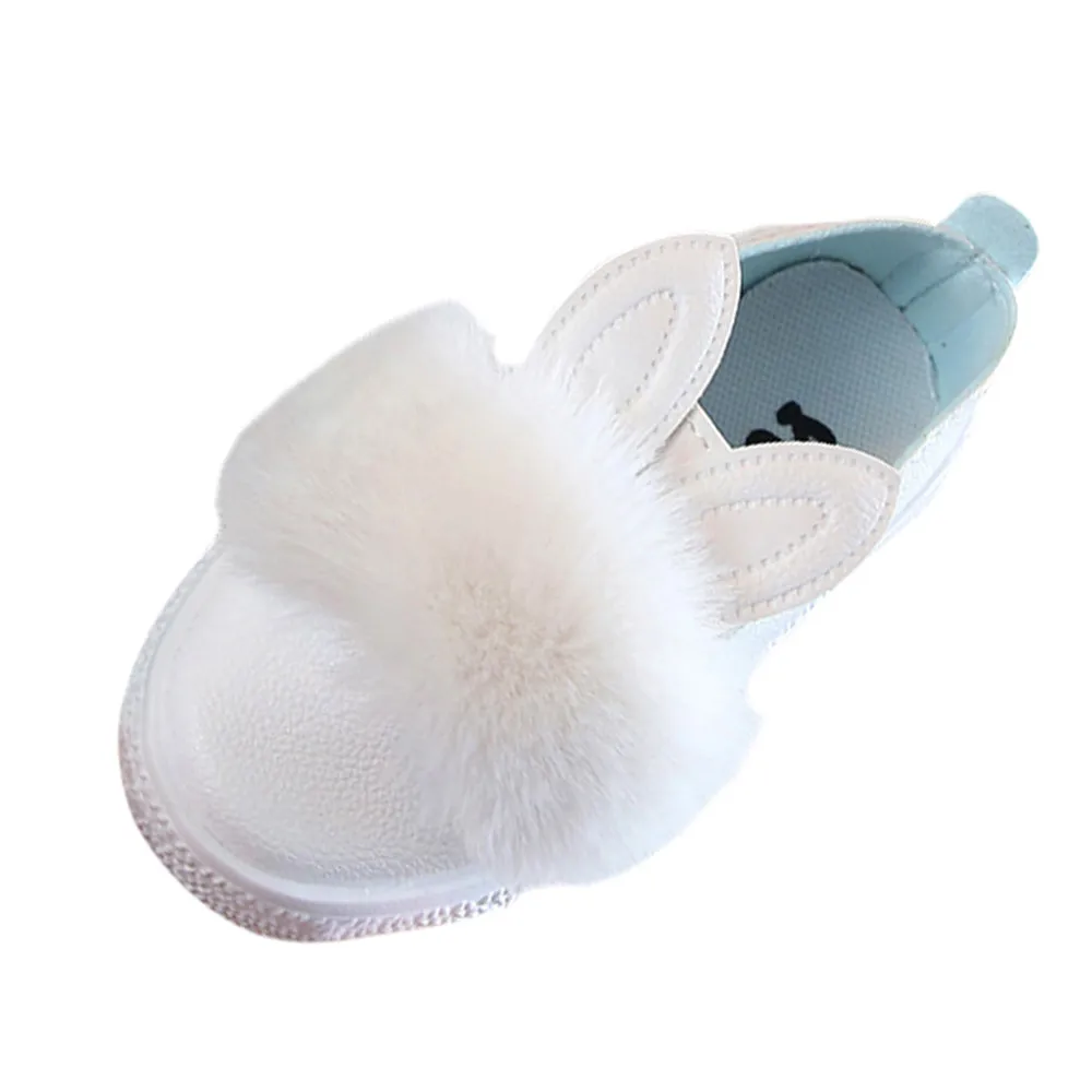 Детская обувь; Детские кроссовки; меховые кроссовки для малышей; мягкие Нескользящие тонкие туфли с милым кроликом для девочек; pour enfants