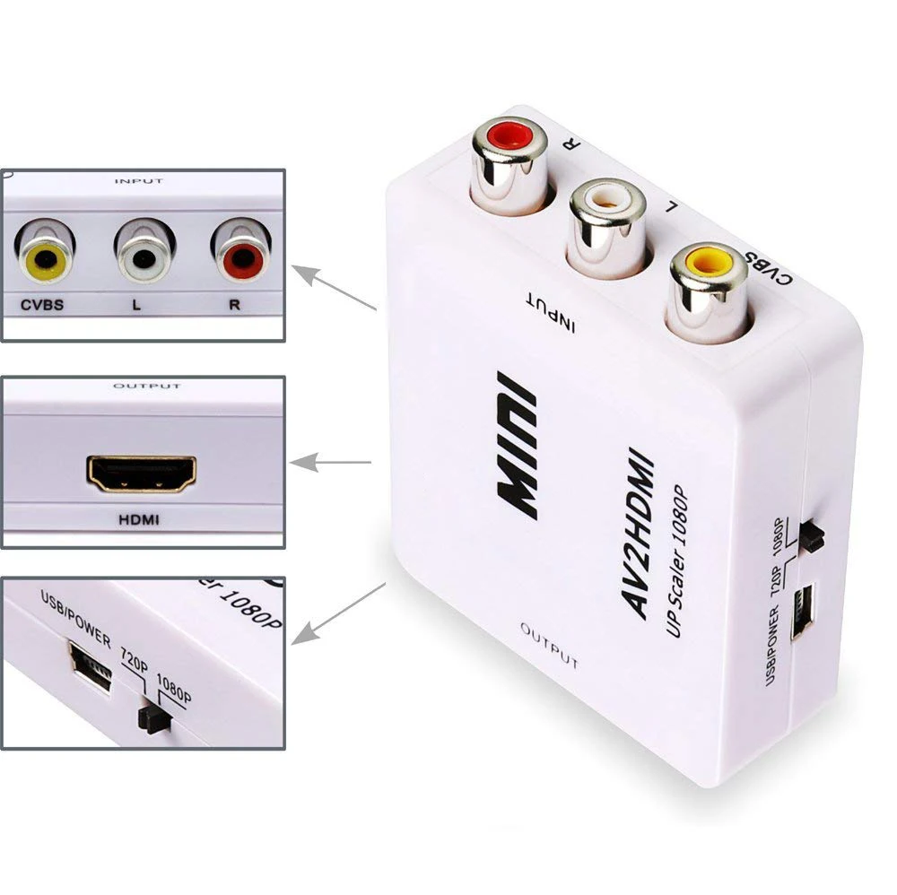 VGA2AV/CVBS + аудио к ПК HDTV конвертер 1080P Mini HDMI VGA RCA AV композитный адаптер с 3 5 мм