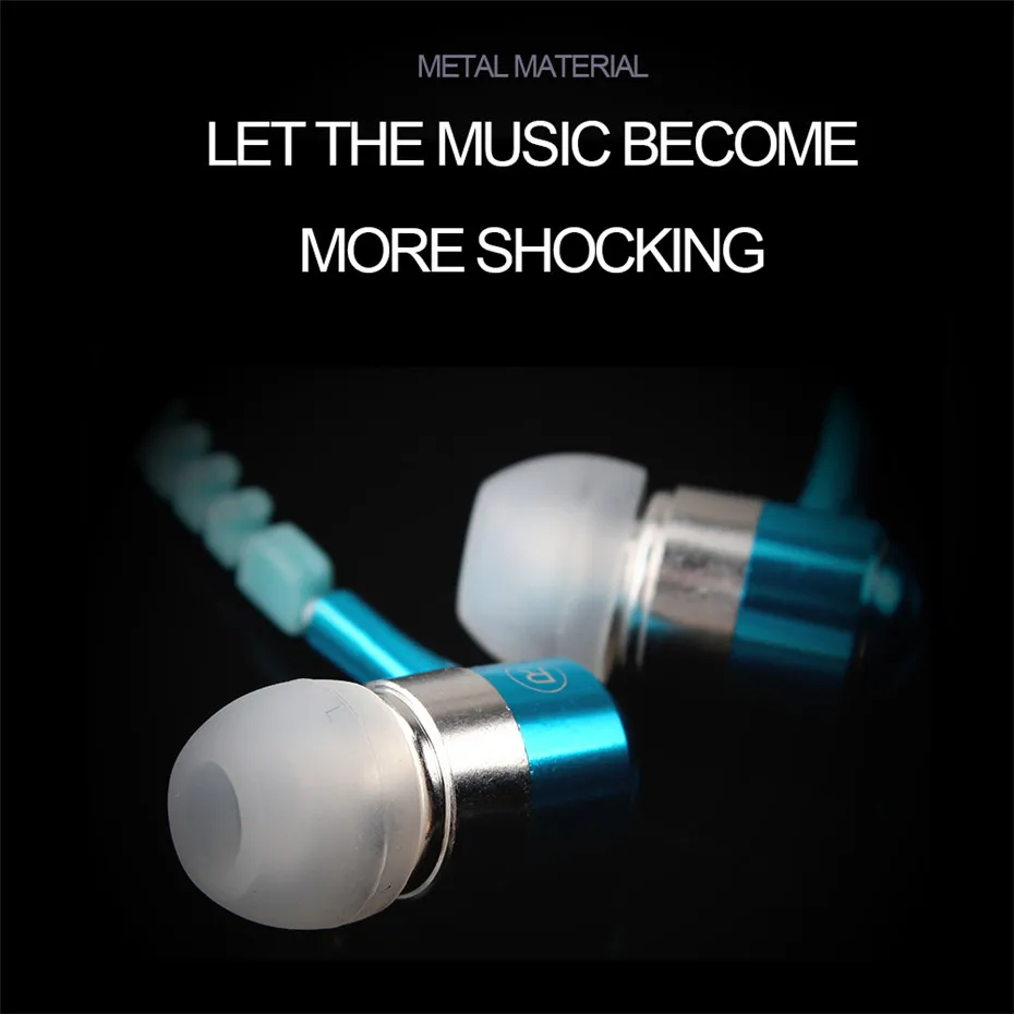 New Fashion Sports Earphones Headset Luminous Light Glow in the Dark Metal Zipper Earphone with Mic for Xiaomi  Mobile Phone (2)