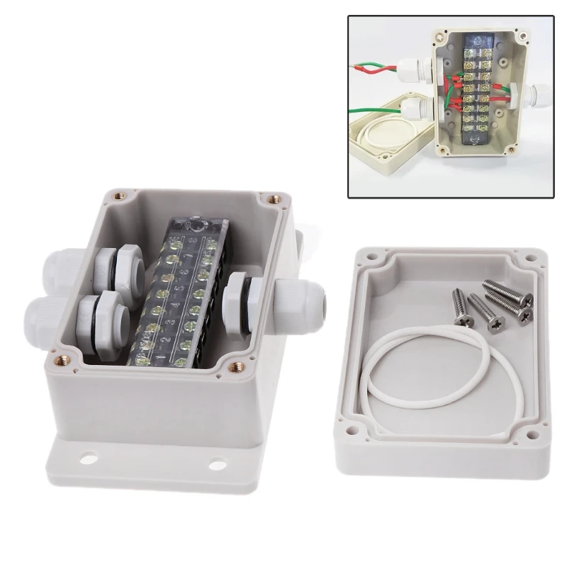 

Waterproof Junction Box Electric Enclosure Case 15A 600V Terminal Connector ABS