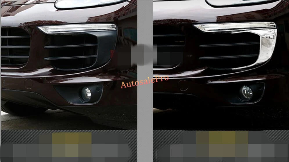 Metal Front Mesh Grille Fog Light Lower Molding Cover Trim 2pcs For Porsche Cayenne 2015-2016