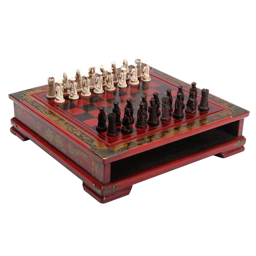 

1 Set Chessboard Antique Durable Wooden Chess Supplies Chess Set Chessboard for Children Kids Chess Lovers