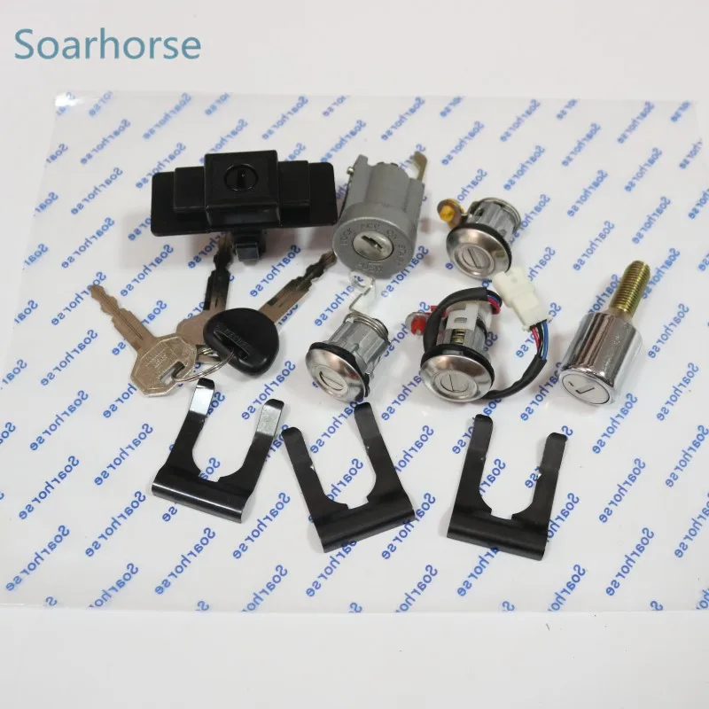 Soarhorse الإشعال + قفاز + الغيار الإطارات + باب السيارة قفل اسطوانة ومفتاح مجموعة ل ميتسوبيشي باجيرو مونتيرو mk2 2nd V32 4G54