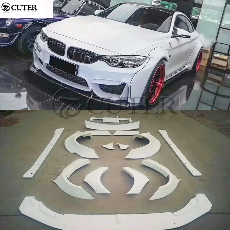 F82 M4 LB стиль Широкий комплект кузова автомобиля FRP передняя губа задняя диффузор